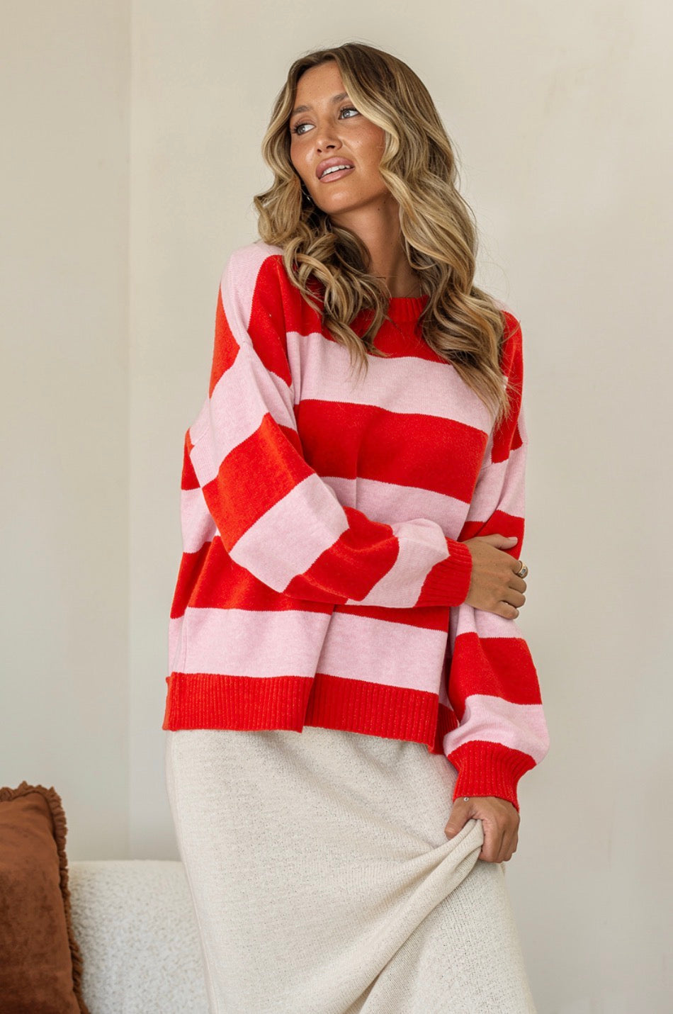 Brady Bunch Stripe Knit - Red/Pink