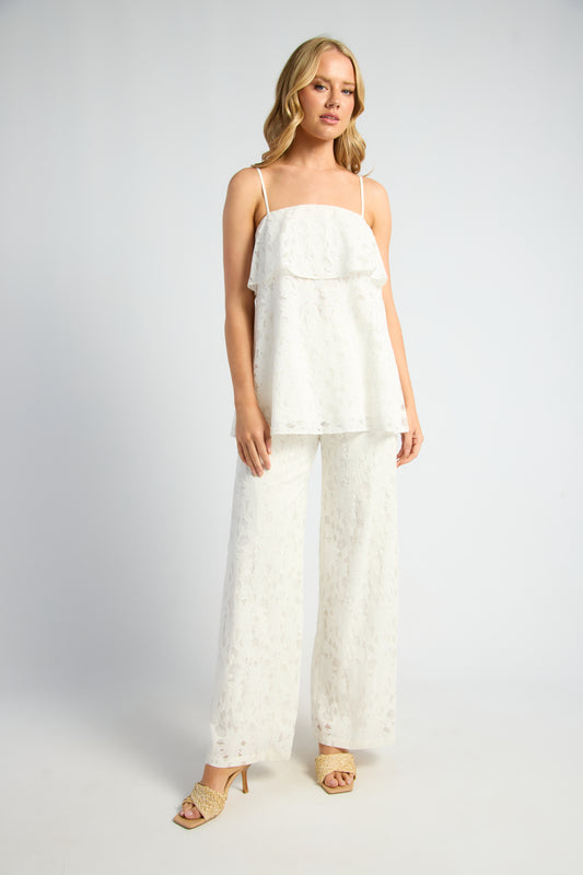 Lacy Frill Top - White