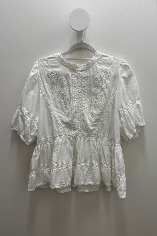 Adorne Broderie Top - Cream