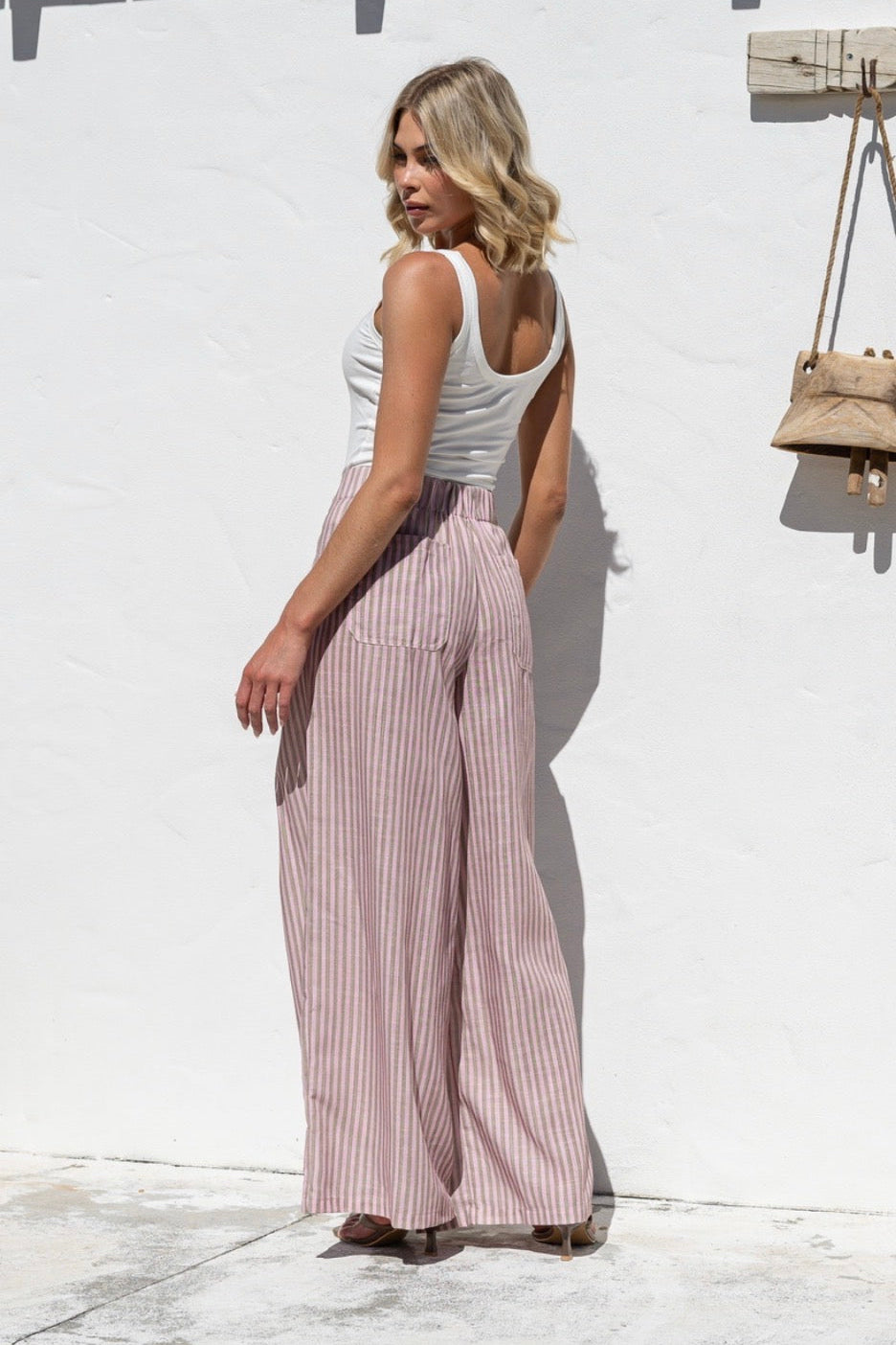 Charlie Striped Pant - Blush/Mocha