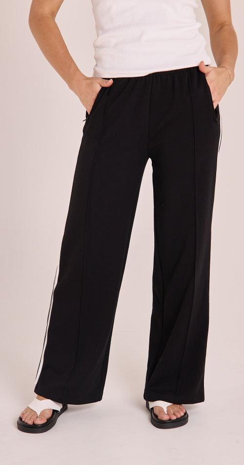 Noah Wide Leg  Pants - Black Stripe