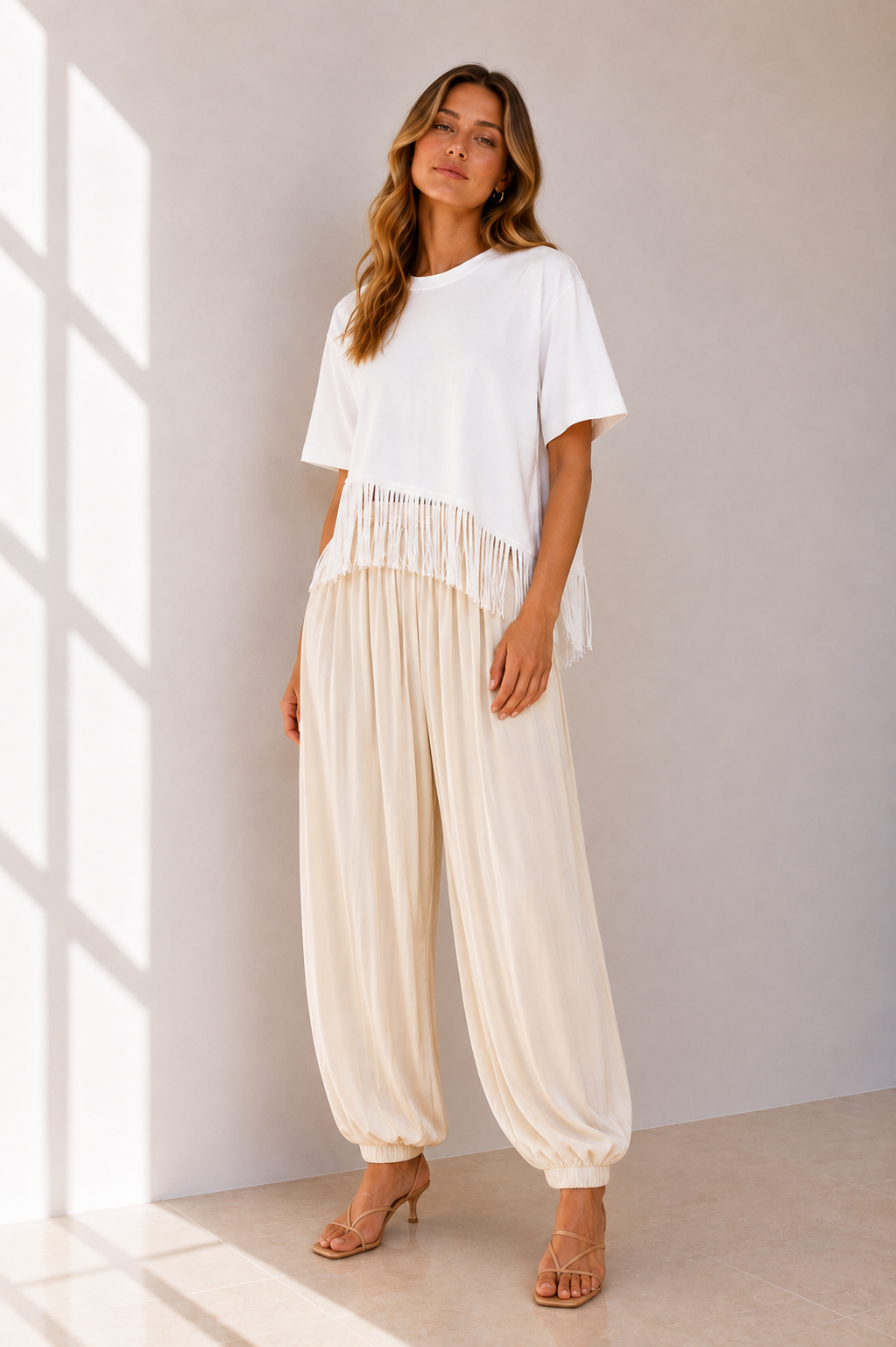 Freda Fringe Tee - White
