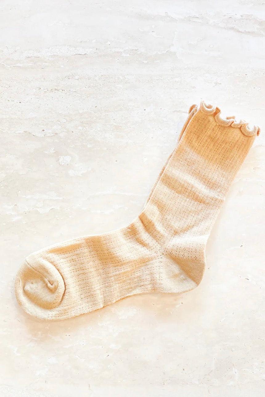 Marshmallow Frill Socks - Camel