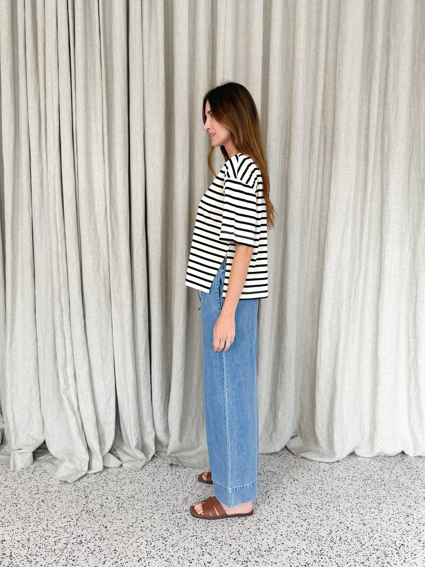 Mona Stripe Tee - White/Navy