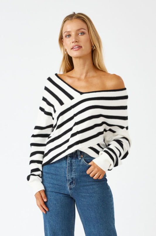 Maisie Top - Black & White Stripe