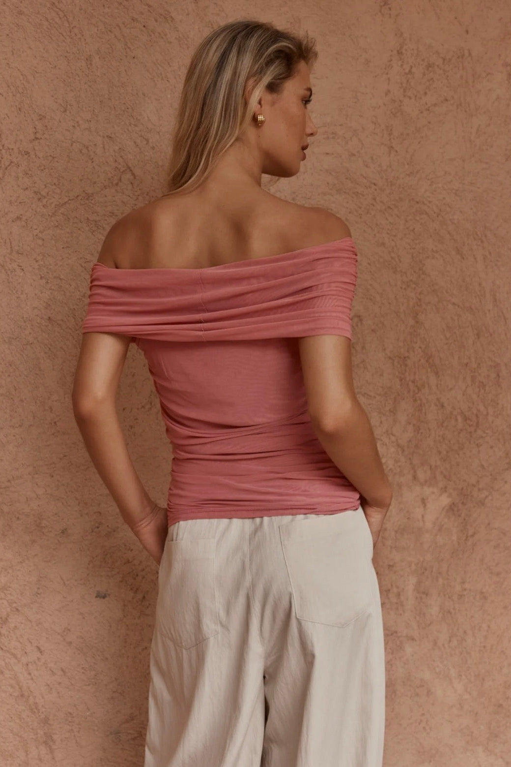 Jordan Off Shoulder Top - Burnt Pink