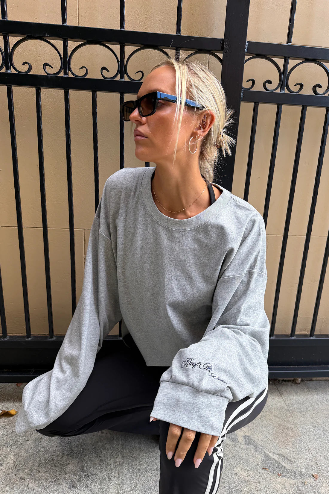 Logan Oversized LS Tee - Grey Marle