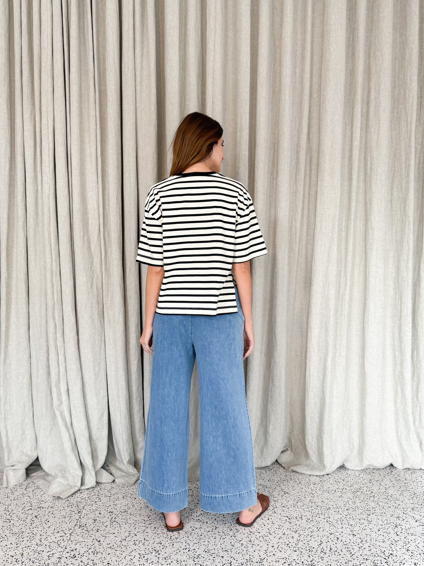 Mona Stripe Tee - White/Navy