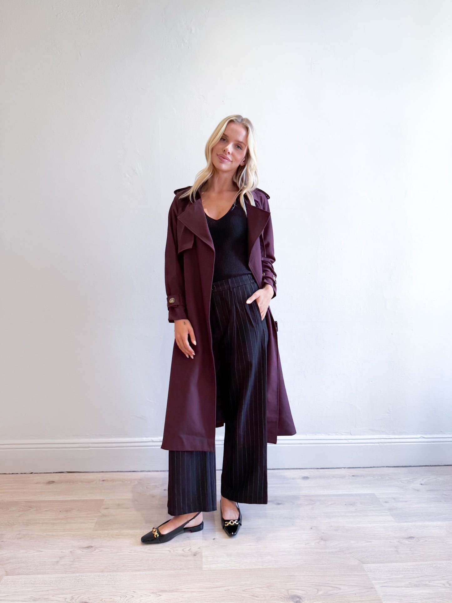 Geri Trench Coat - Burgundy