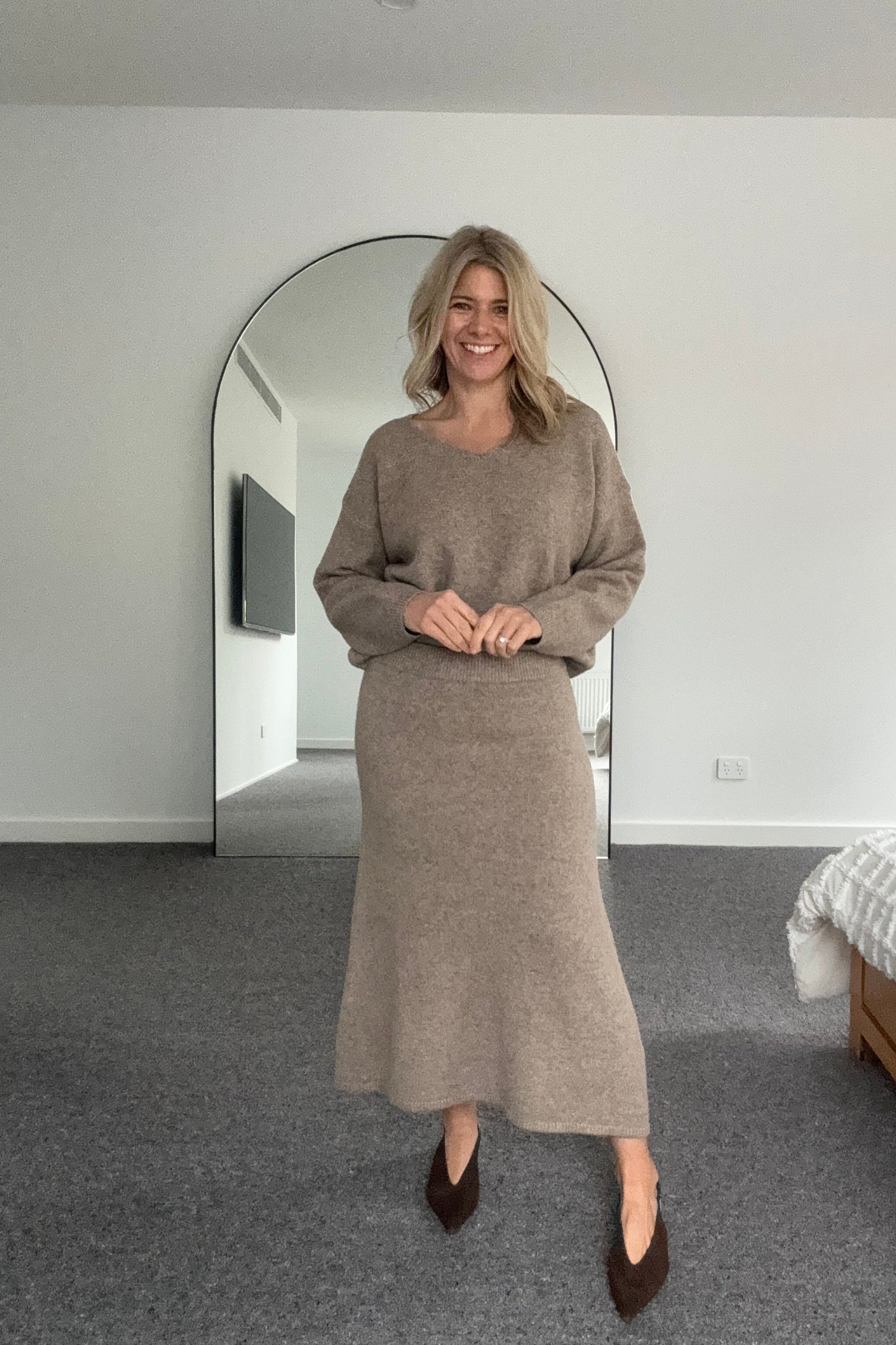 Pia Knit Skirt - Beige