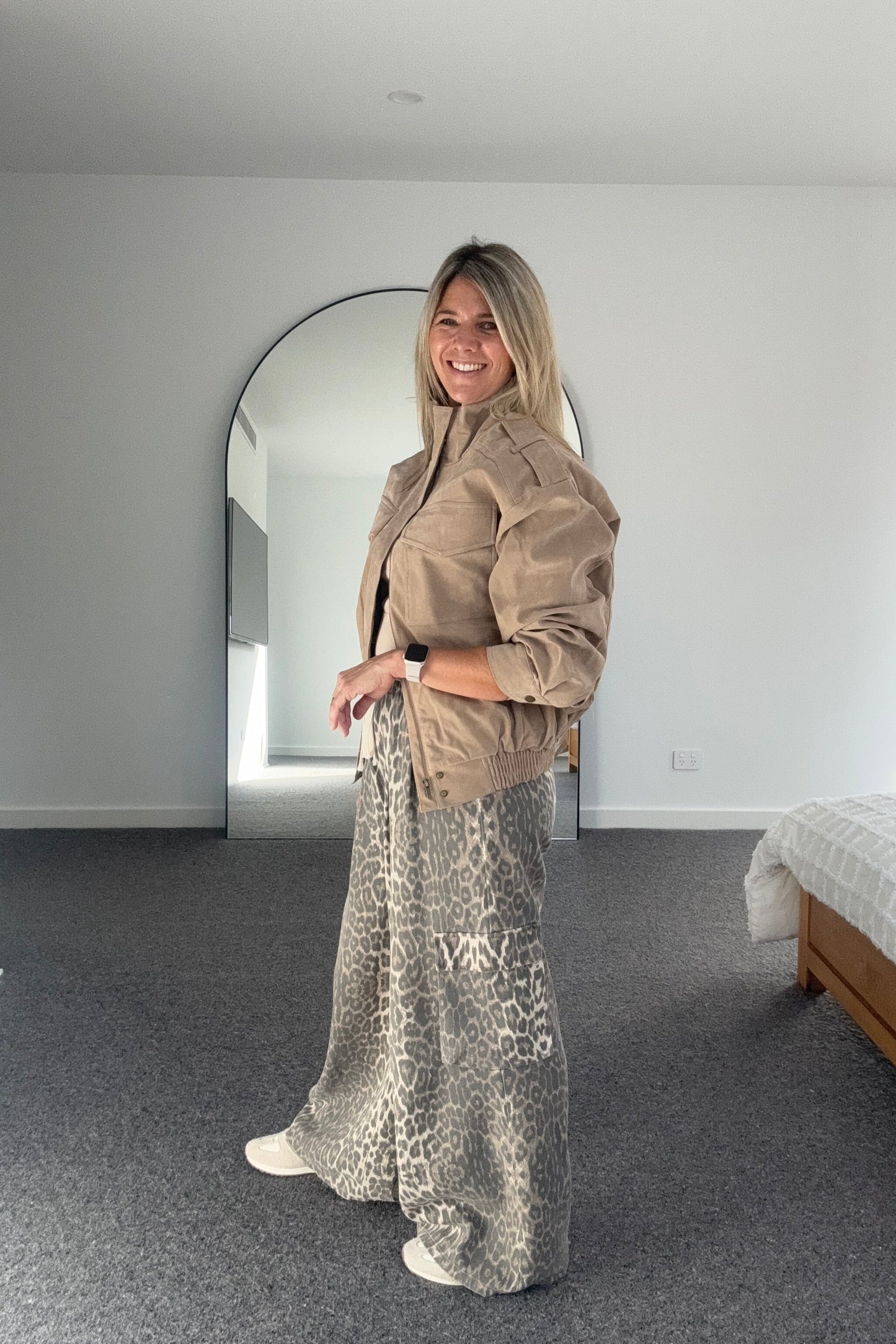Boston Faux Suede Jacket - Beige