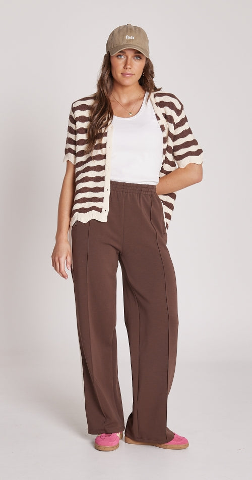 Noah Wide Pant - Chocolate Cream Stripe