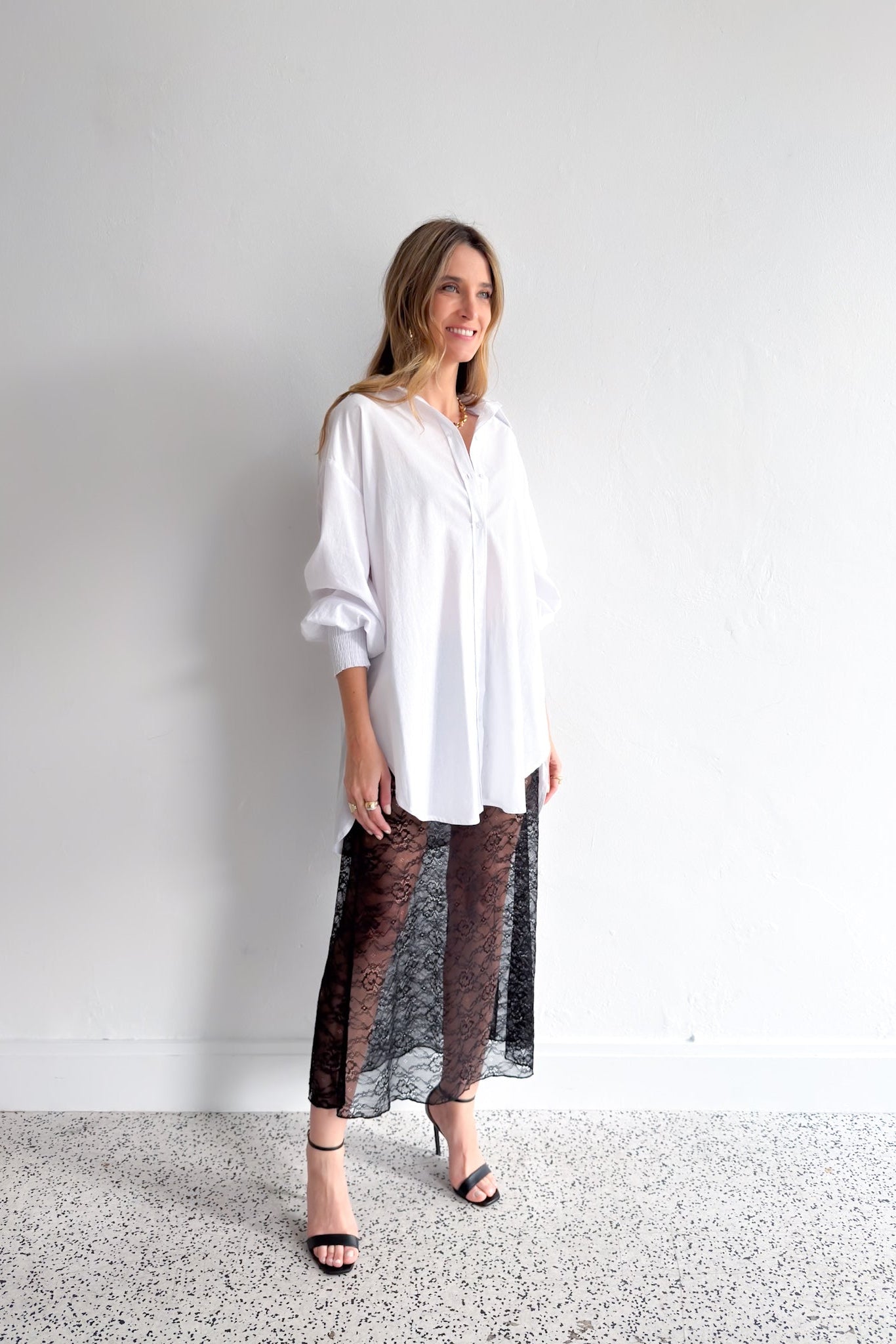 Levi Shirred Cuff Shirt - White