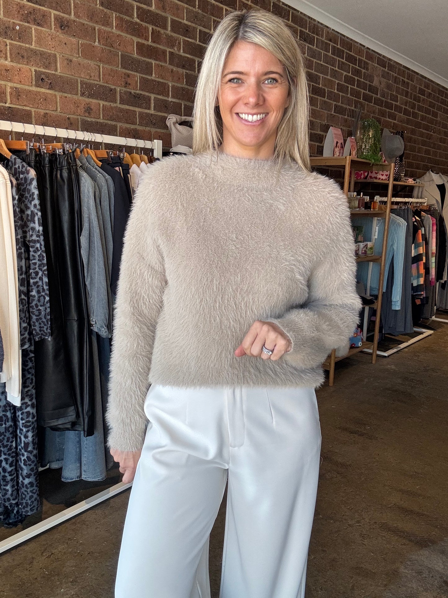 Florence Fluffy Jumper - Latte