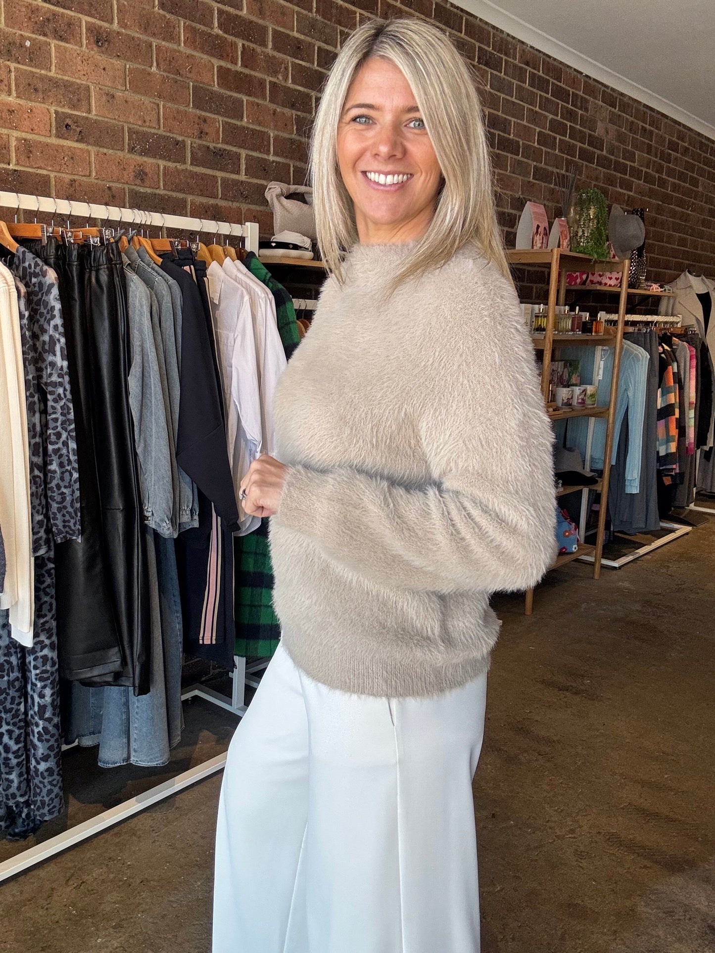 Florence Fluffy Jumper - Latte
