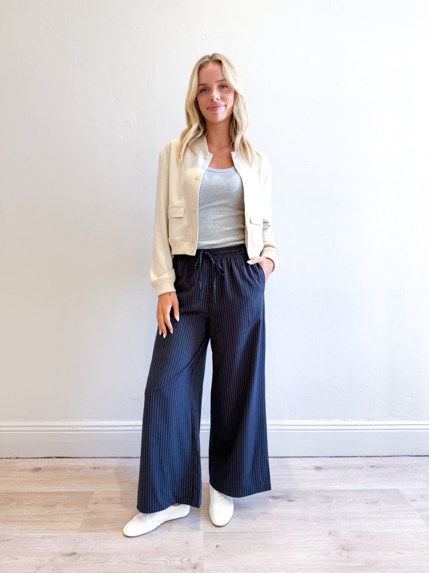 Lola Pinstripe Pant - Navy