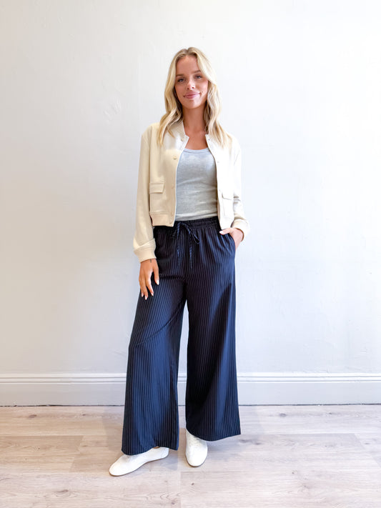 Lola Pinstripe Pant - Navy