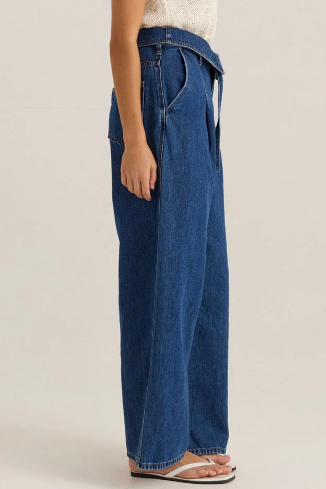 Alissa Foldover Jean - Royal Blue Wash