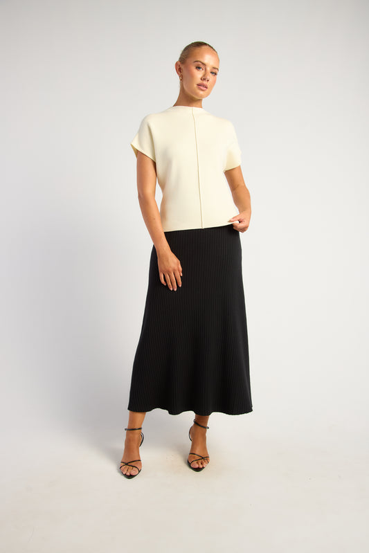 Monty Front Seam Detail Knit Top - Ivory