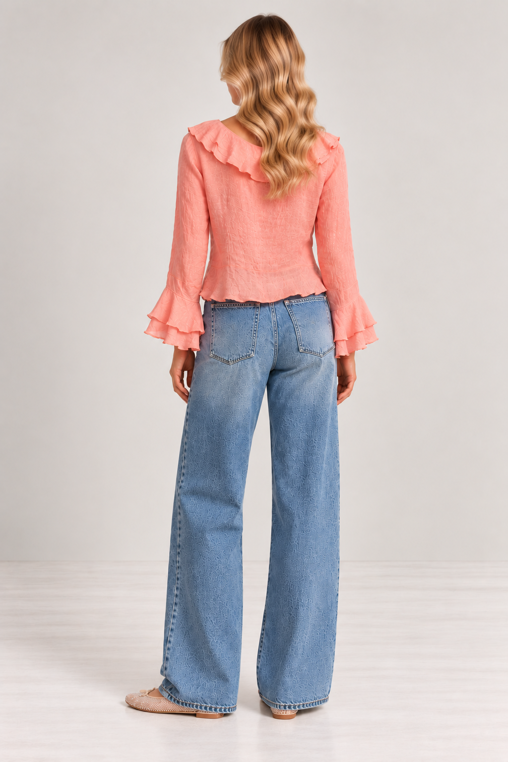 Orlando Ruffle Shirt - Peach
