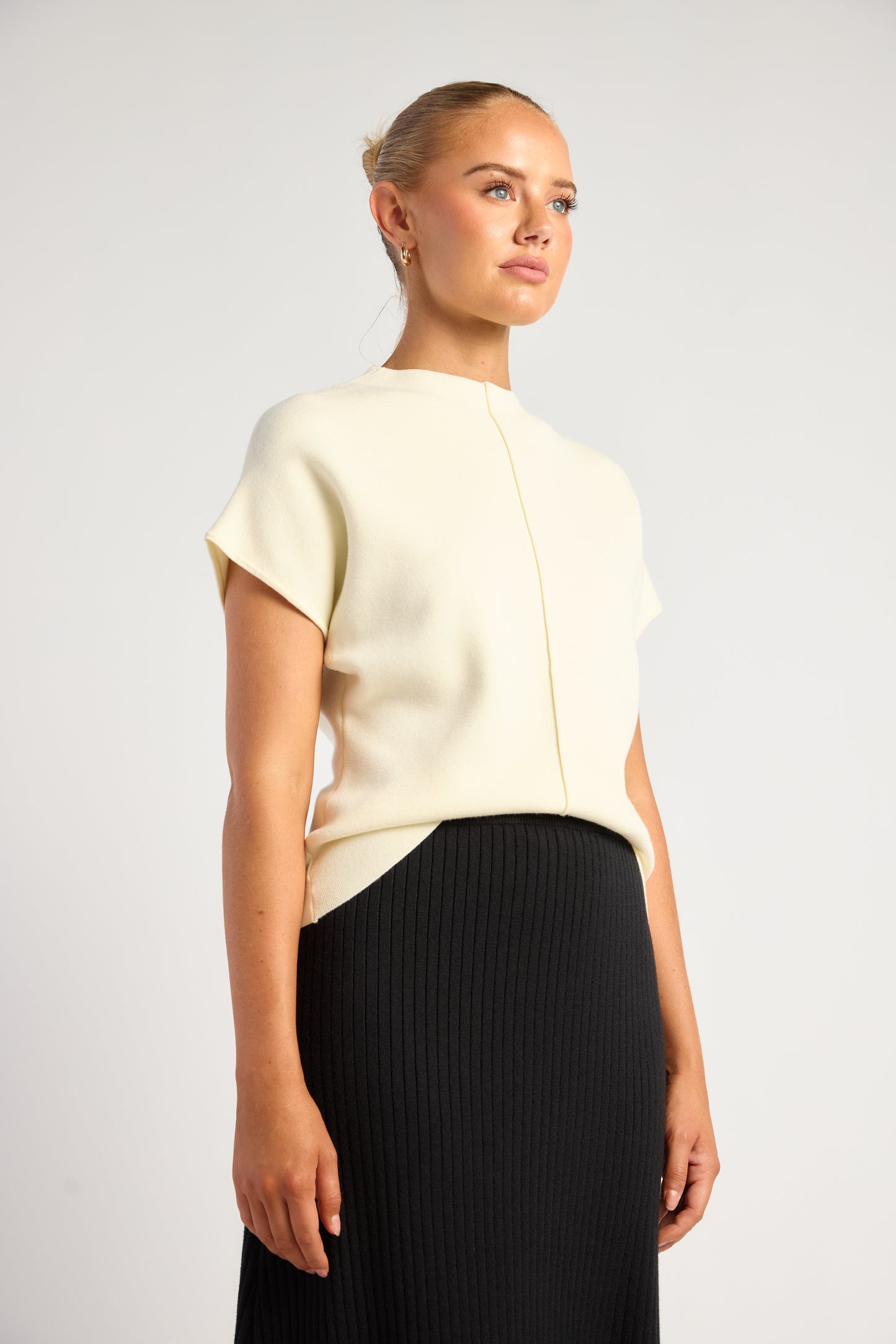 Monty Front Seam Detail Knit Top - Ivory
