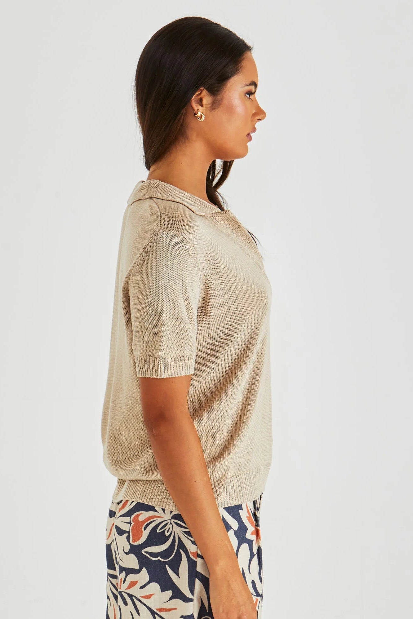 Abbie Knit Polo - Neutral Cream