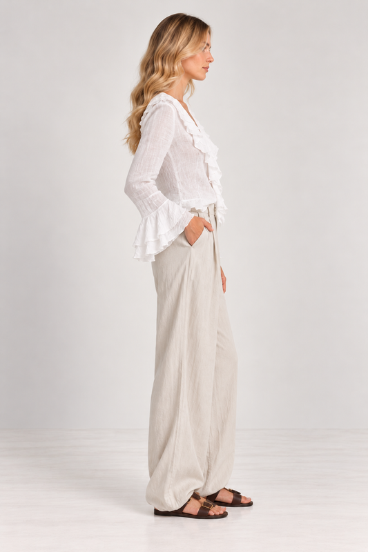 Orlando Ruffle Shirt - White