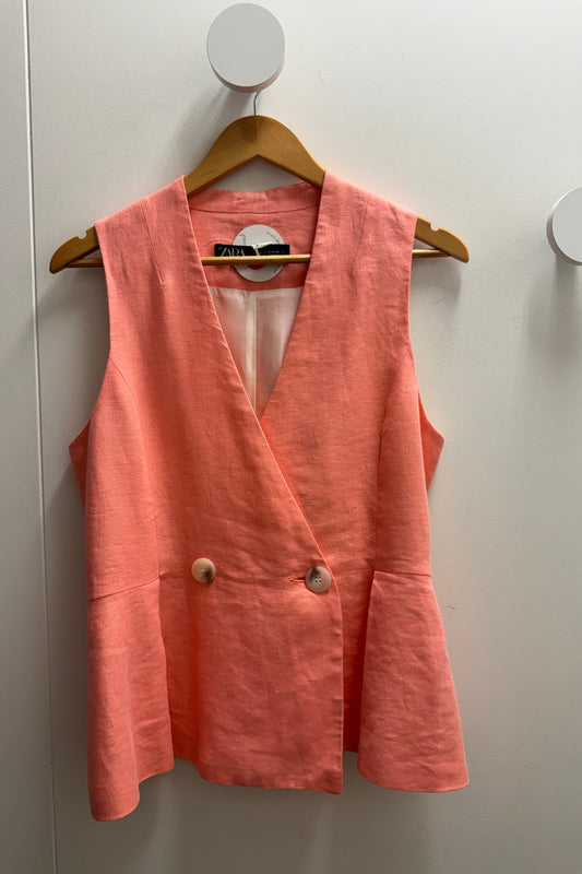 Zara Linen Vest - Peach