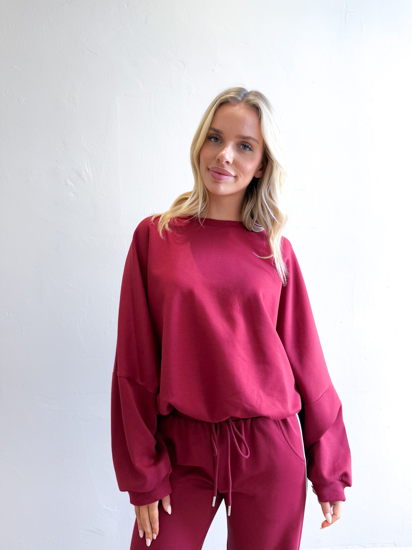 Niki Webbing Sweater - Crimson