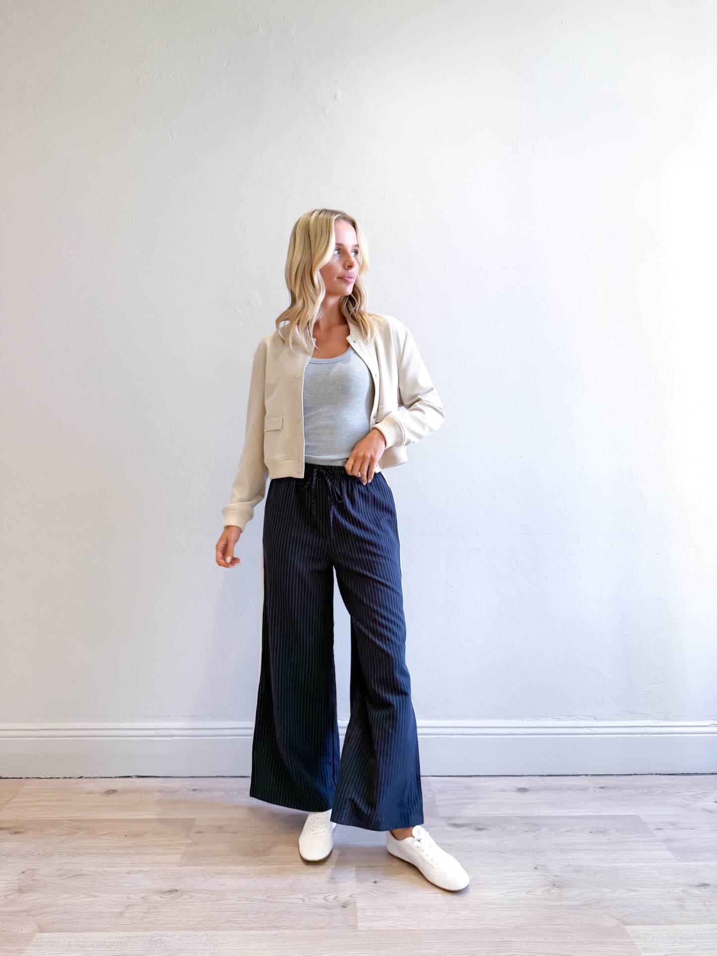 Lola Pinstripe Pant - Navy