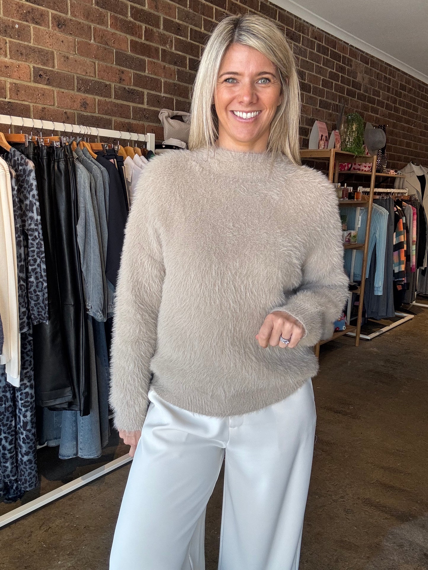 Florence Fluffy Jumper - Latte