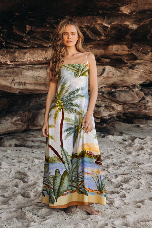 Amira Maxi Dress - Palm Print
