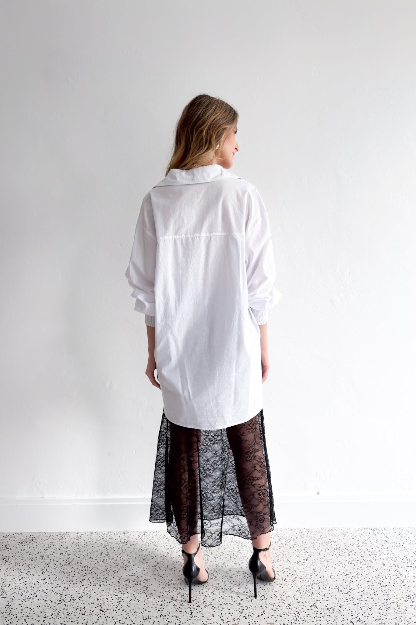 Levi Shirred Cuff Shirt - White