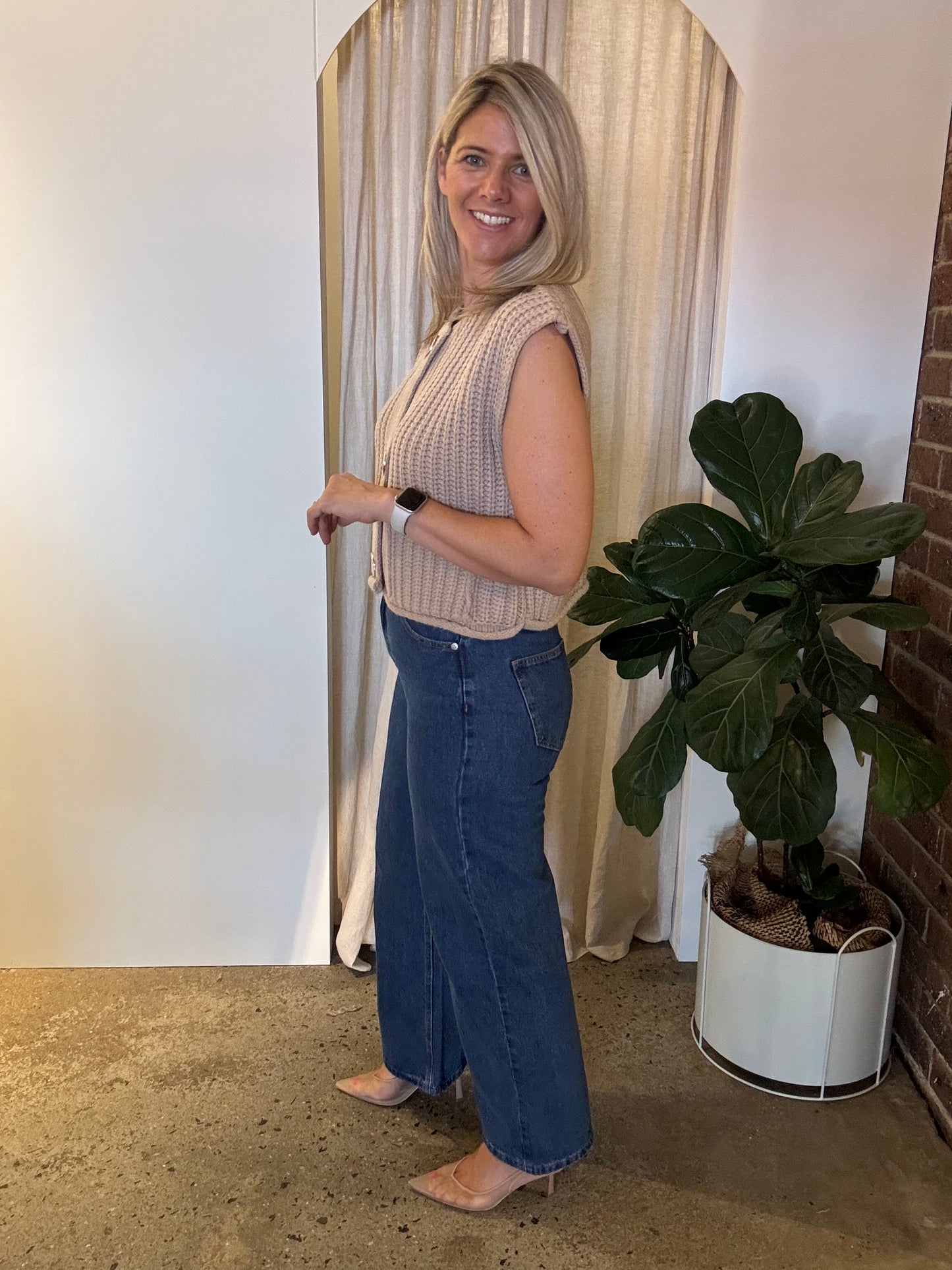 Gabbi Knit Vest - Latte