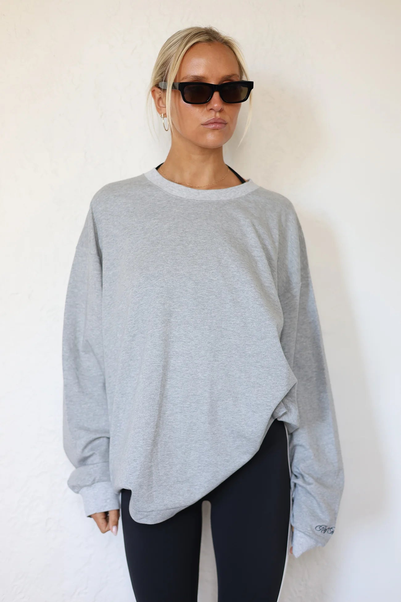 Logan Oversized LS Tee - Grey Marle