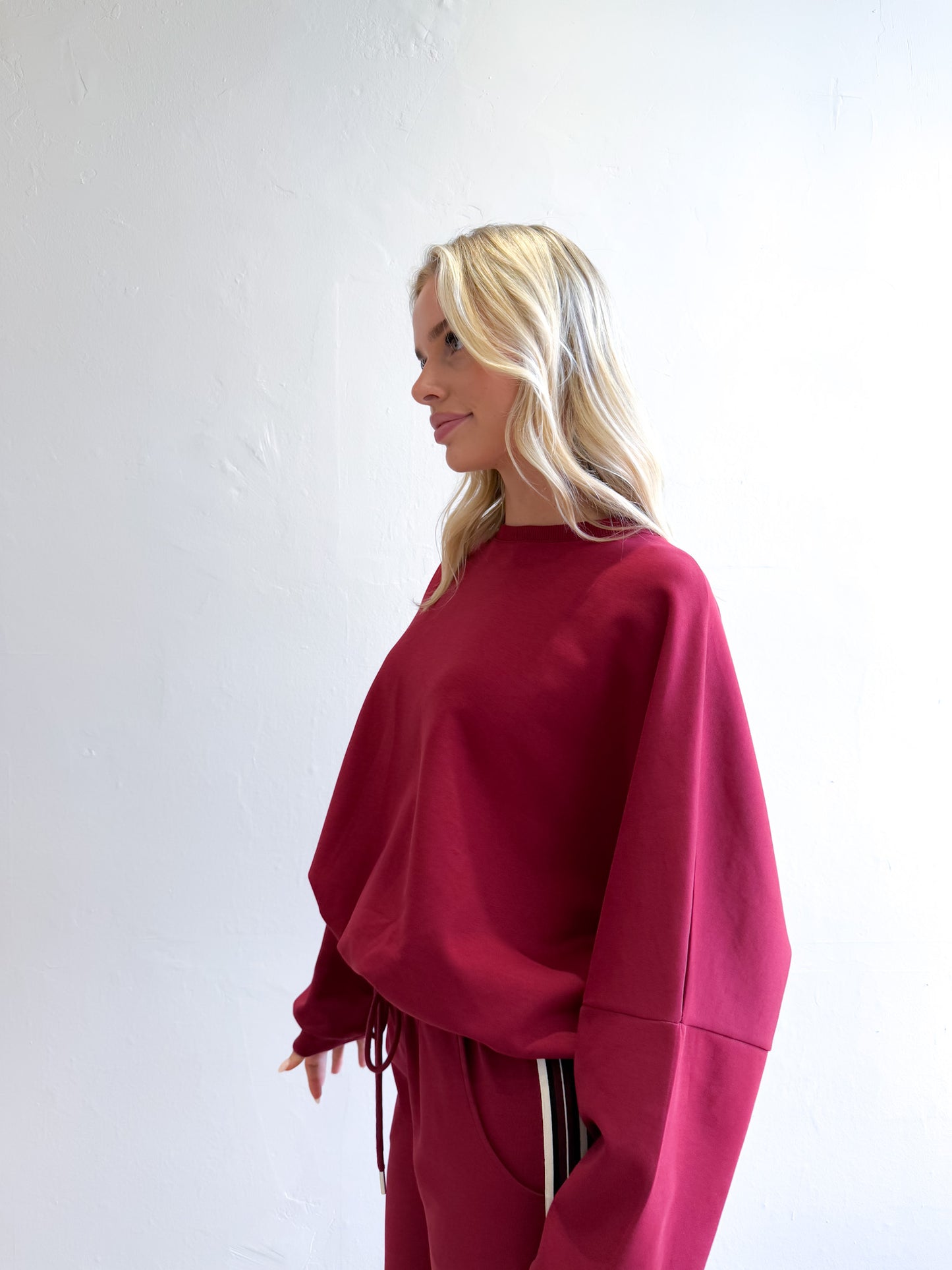 Niki Webbing Sweater - Crimson