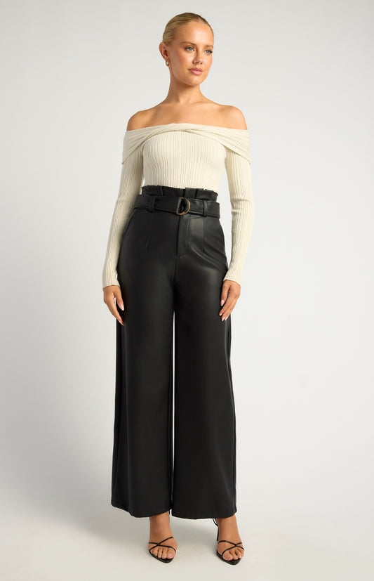 Victoria  Pleather Paper Bag Pant - Pant