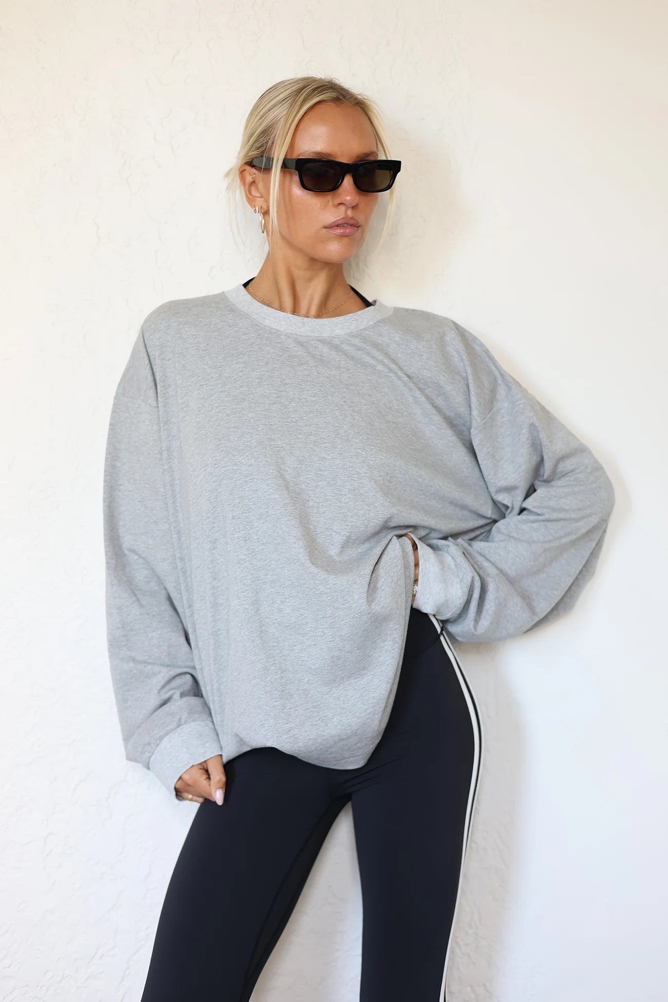 Logan Oversized LS Tee - Grey Marle