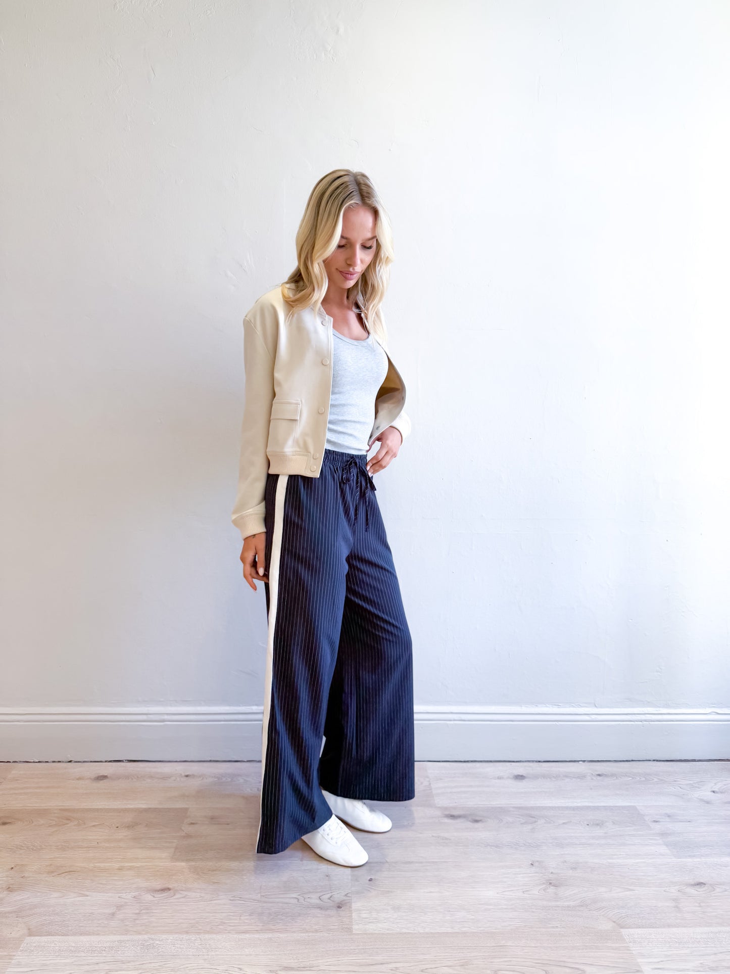 Lola Pinstripe Pant - Navy