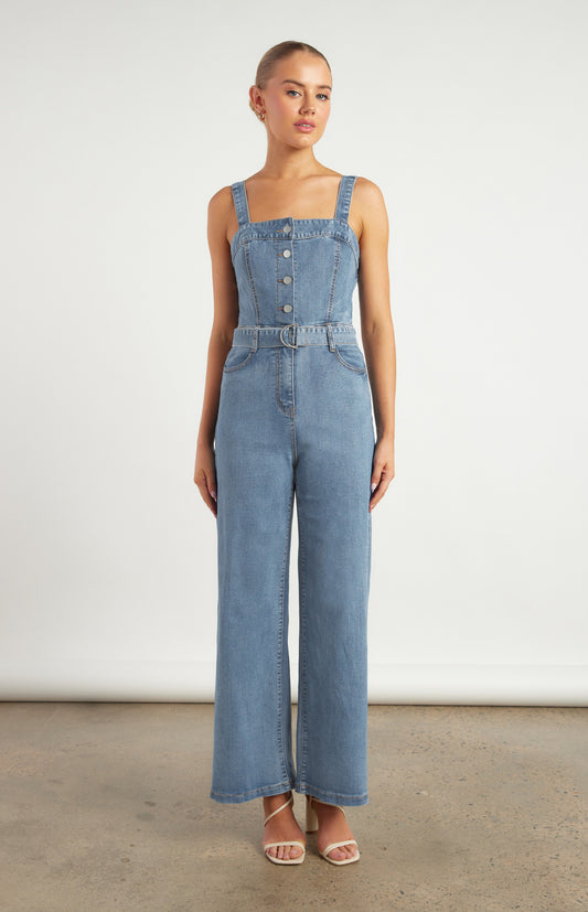 Charite Denim Jumpsuit - Mid Wash