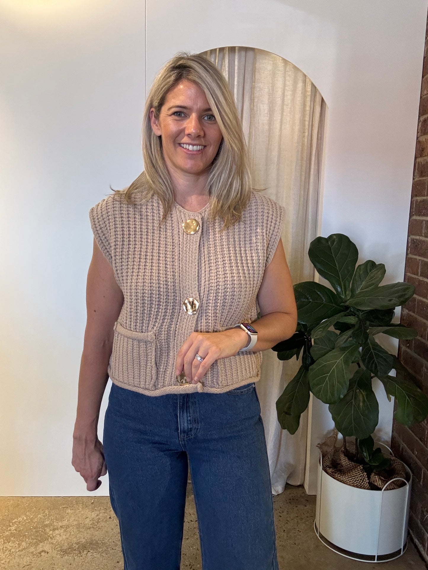 Gabbi Knit Vest - Latte