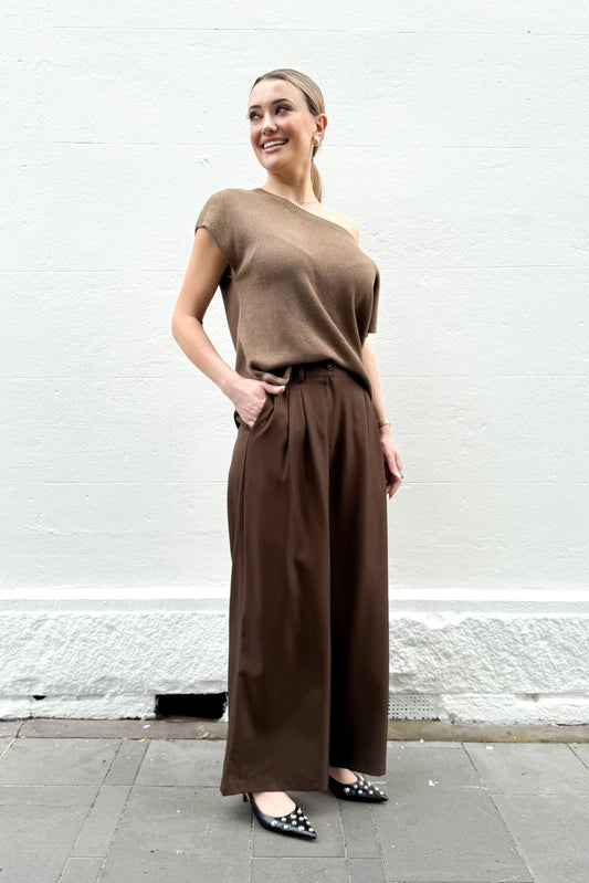 Twiggy Wide Leg Pant - Chocolate