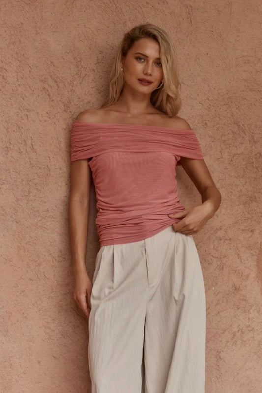 Jordan Off Shoulder Top - Burnt Pink