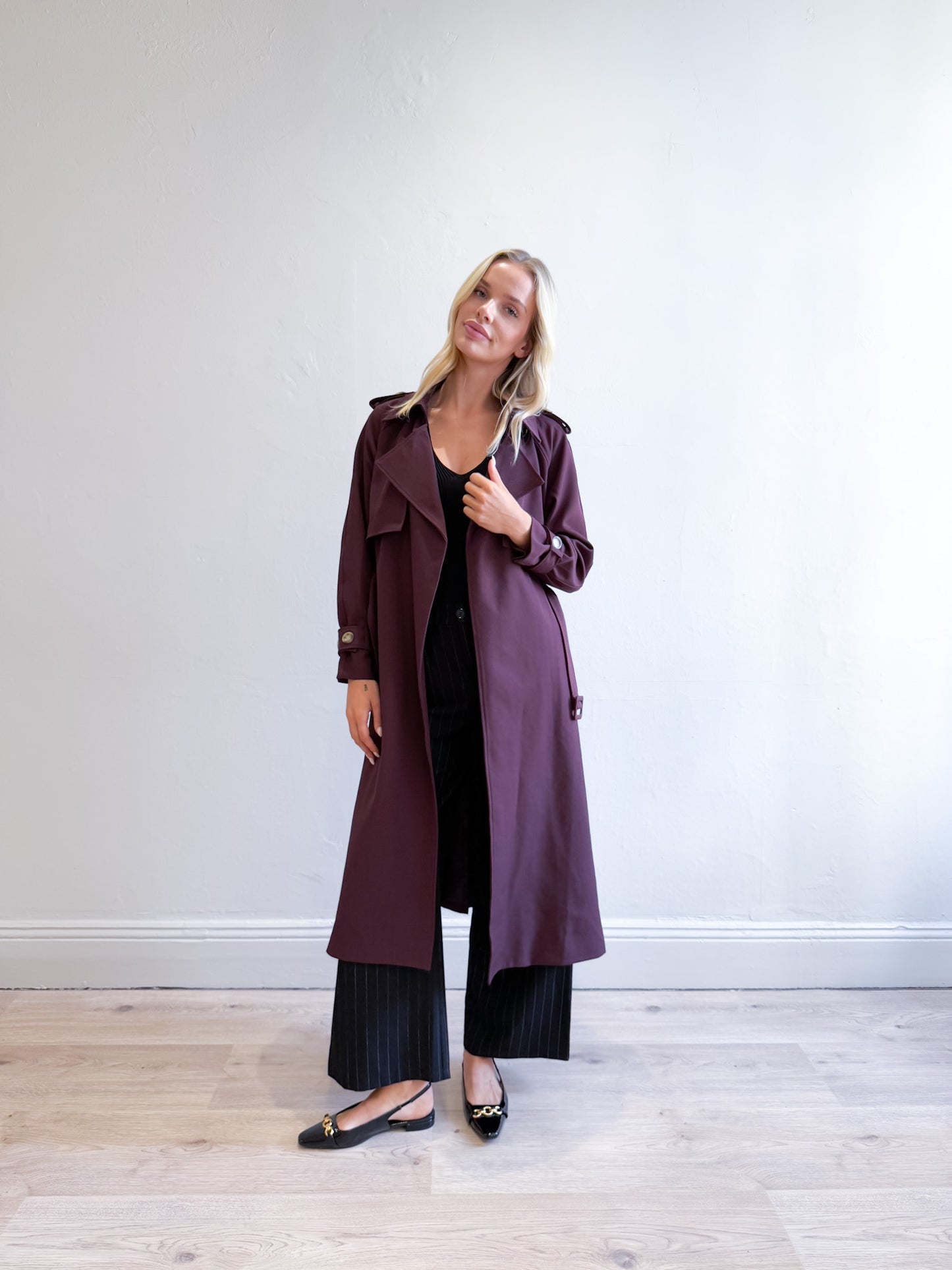 Geri Trench Coat - Burgundy