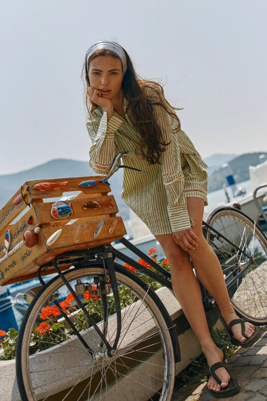 Nerida Trim Shirt - Olive Cream Stripe