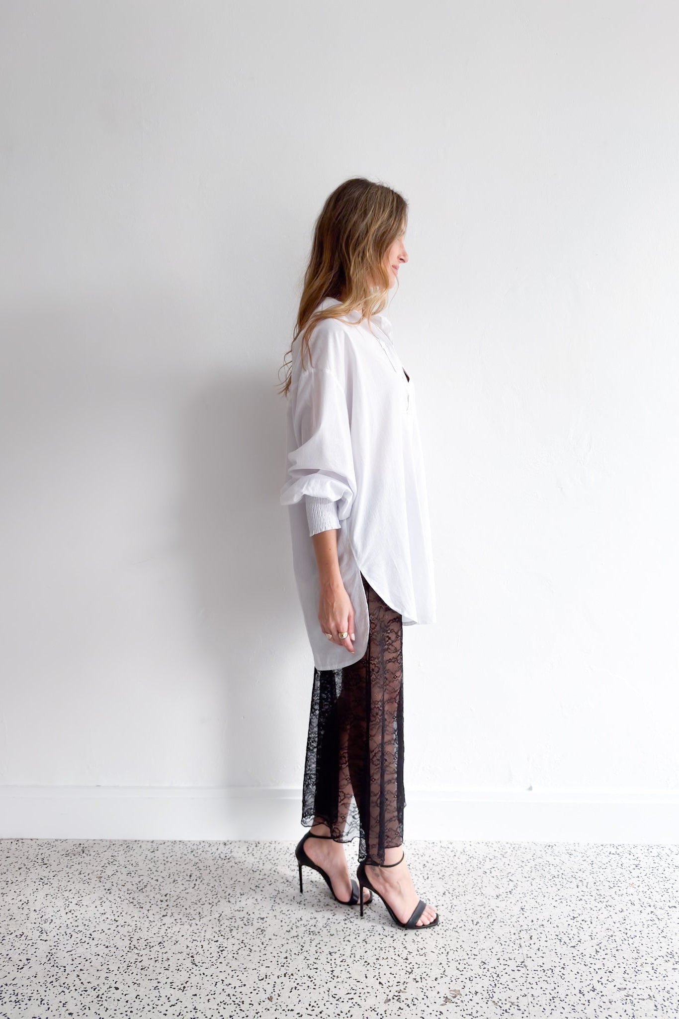 Levi Shirred Cuff Shirt - White