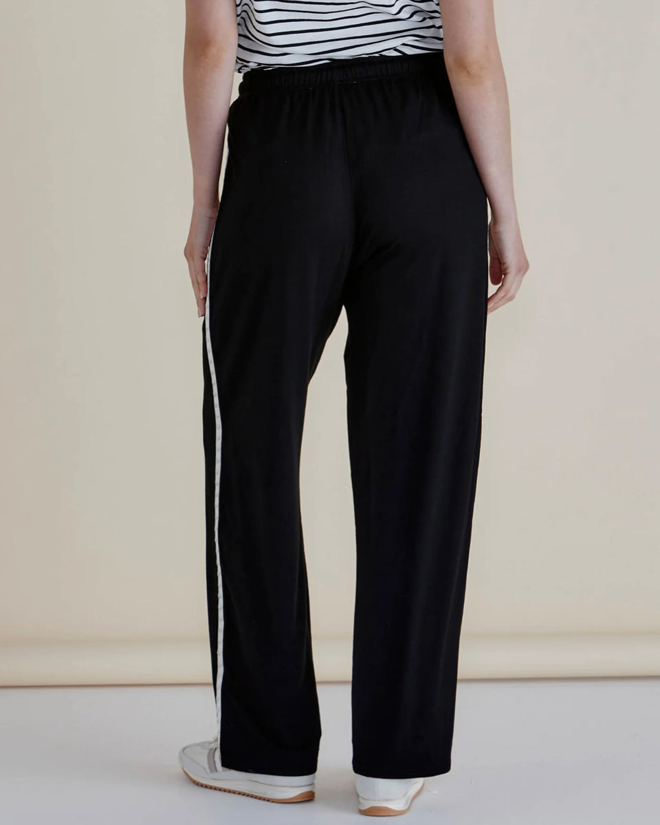 Evelyn Wide Leg Jogger - Black Trim