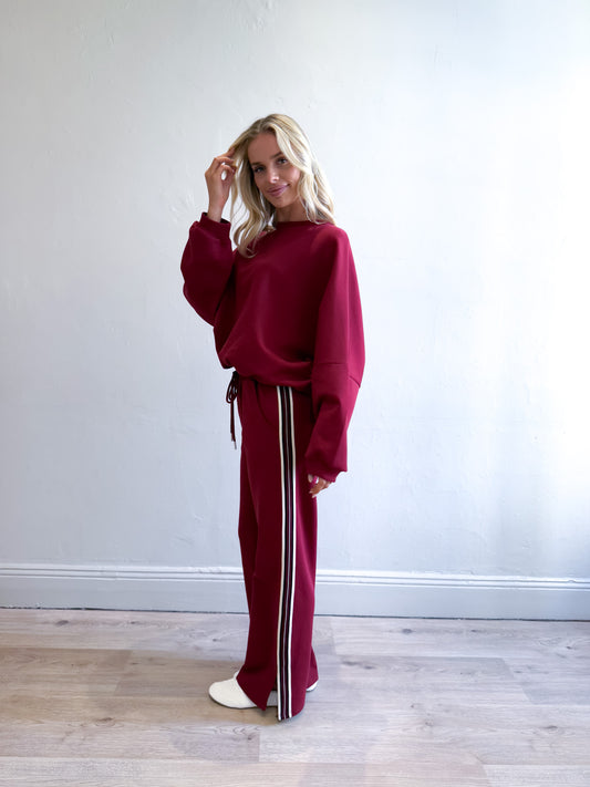 Niki Webbing Pant - Crimson