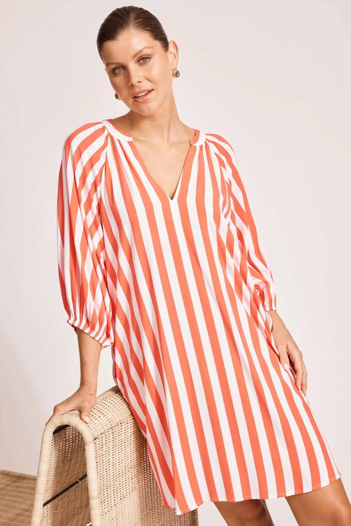 Treville Stripe Dress - Coral