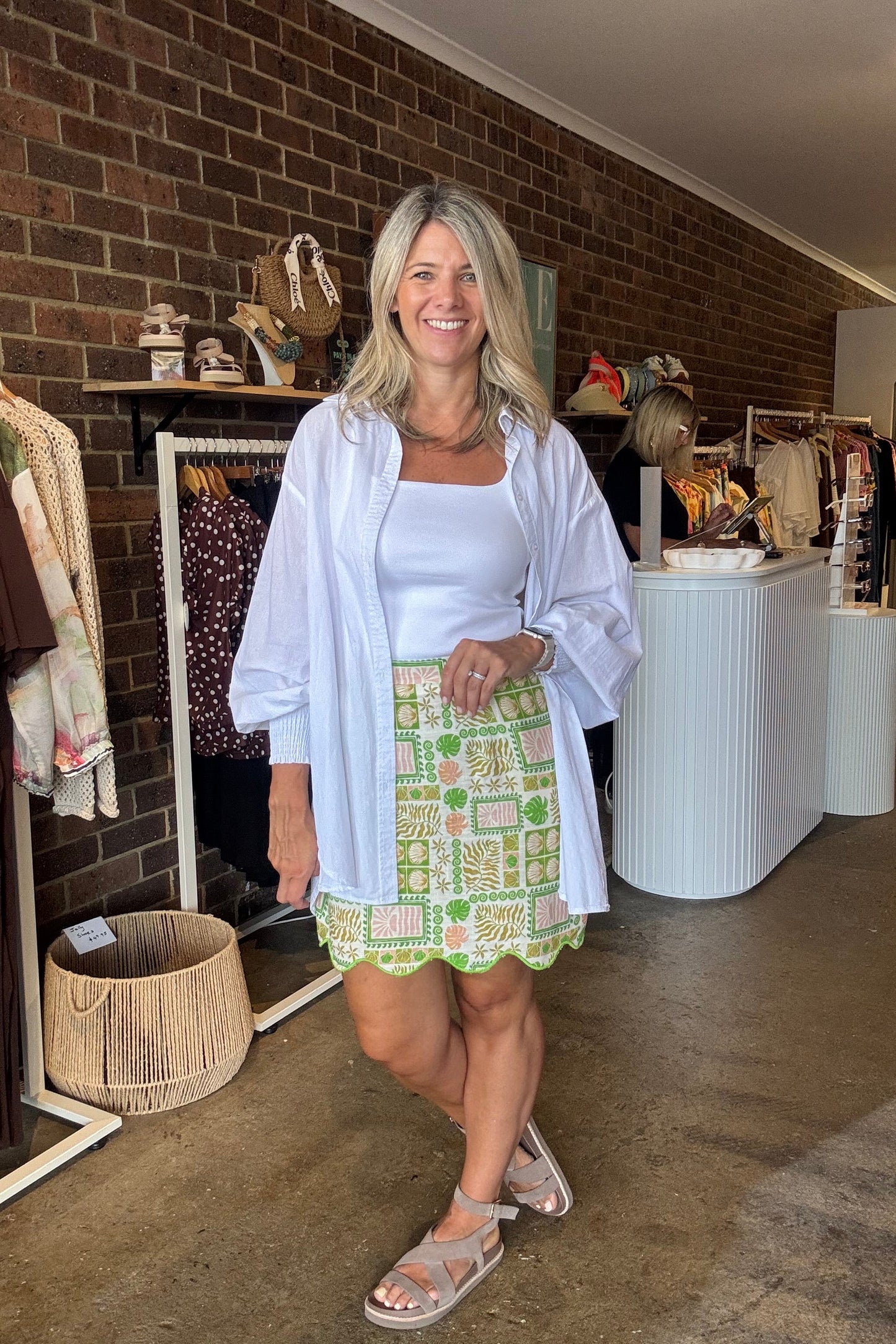 Emmett Scallop Skirt - Green Shell Patchwork